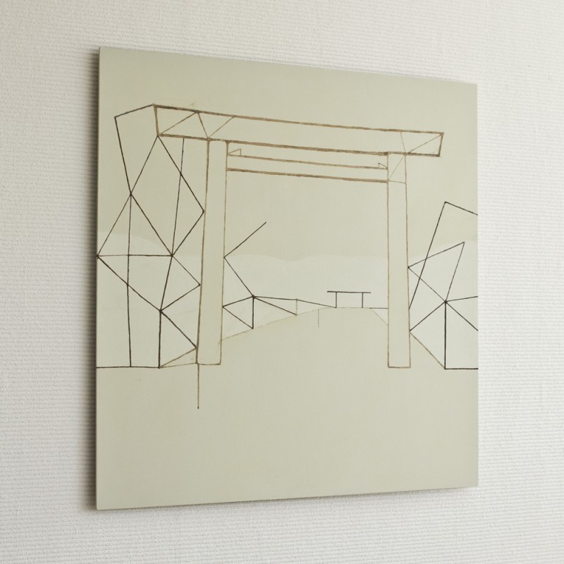 伊勢神宮/w90 x h90 cm/漆、アクリル絵の具、MDFボード/2016年