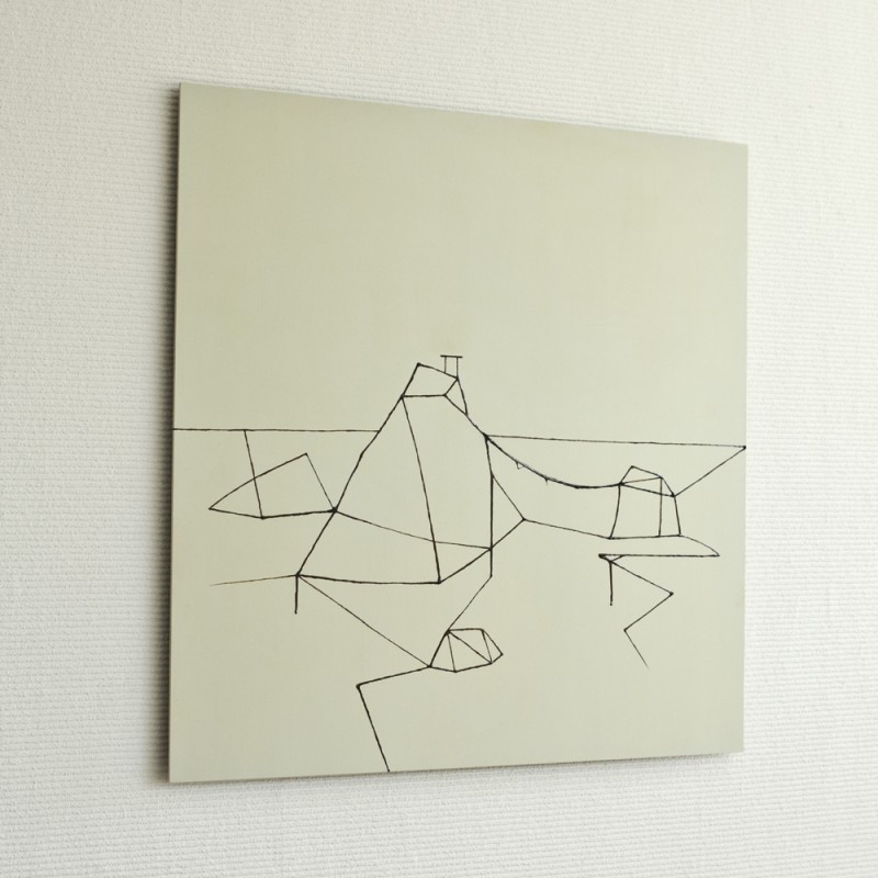 夫婦岩/w90 x h90 cm/漆、アクリル絵の具、MDFボード/2016年