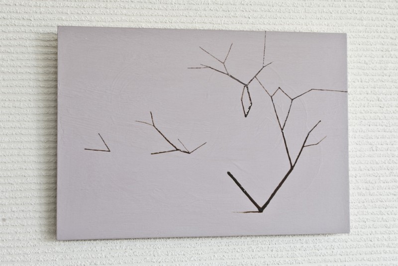 桜/w36.4 x h25.8 cm/漆、アクリル絵の具、MDFボード/2016年
