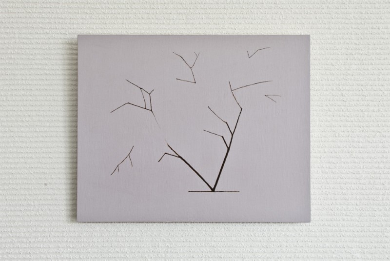 桜/w37 x h29.8 cm/漆、アクリル絵の具、MDFボード/2016年